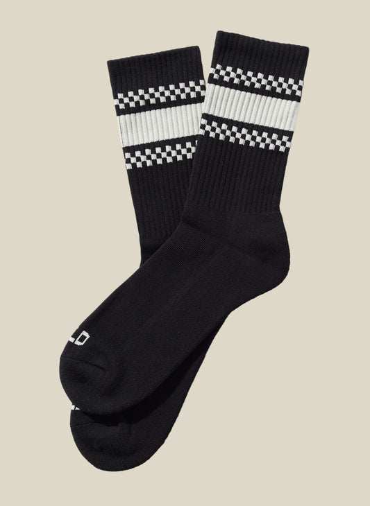 Checkerboard Striped Crew Socks