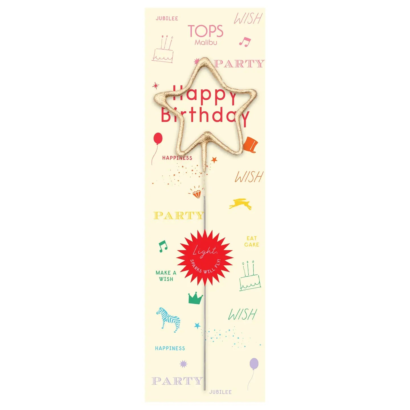 Big 8" Happy Birthday Gold Star Sparkler