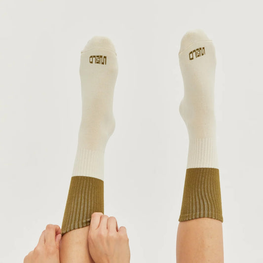 Checkerboard Striped Crew Socks