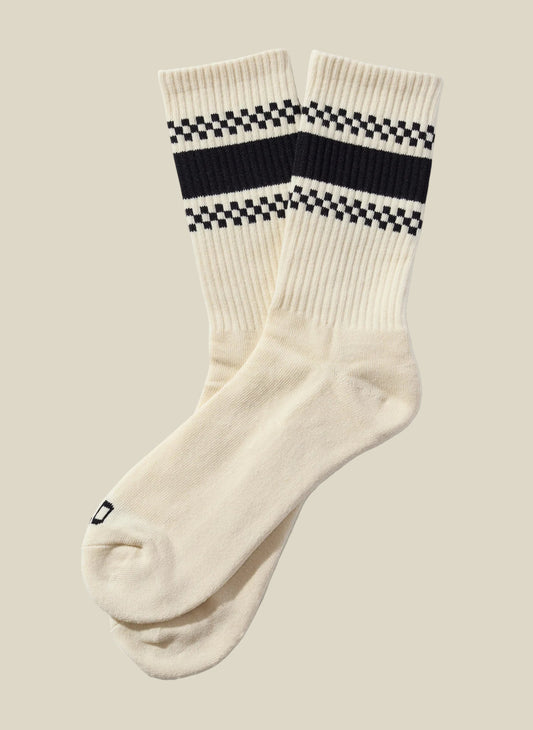 Checkerboard Striped Crew Socks