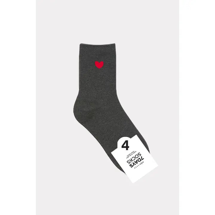 Women's Grey Heart Crew Sock